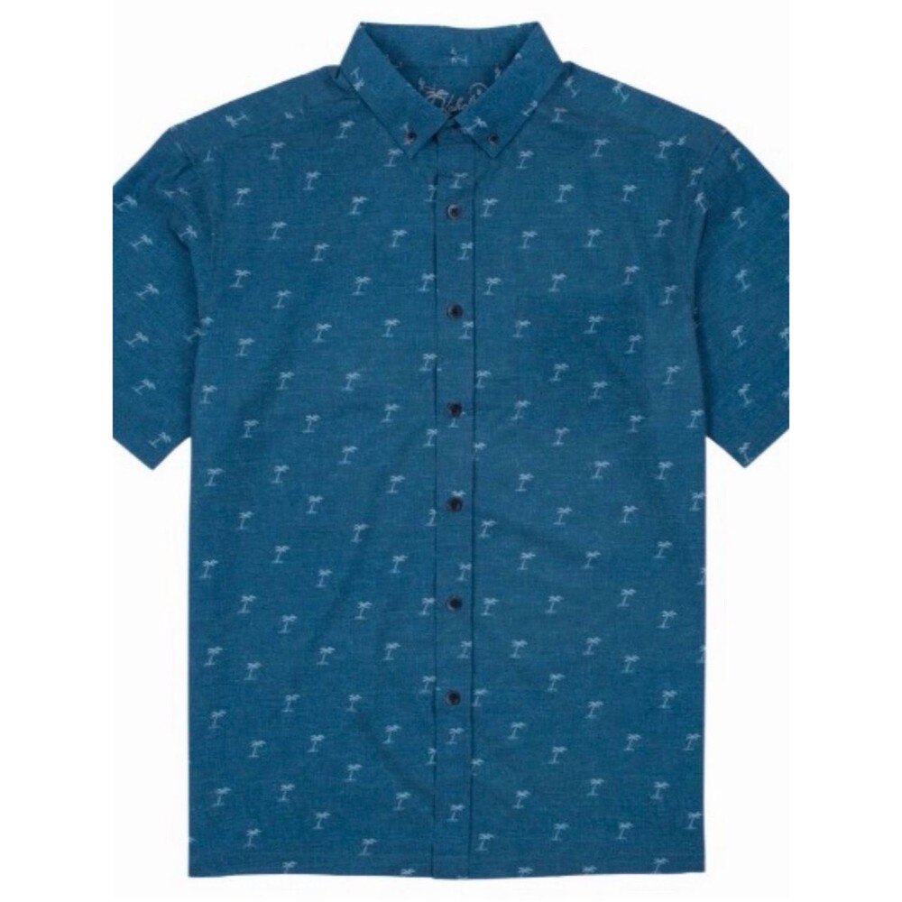 NWT Kahala Signature Palm Logo Print Short Sleeve Button Down Shirt Size Large